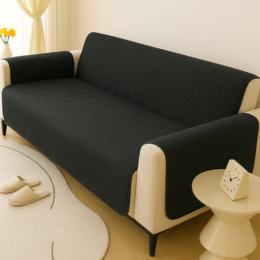 New MAT ULTRASONIC SUPER SOFT SOFA COVER  BLACK