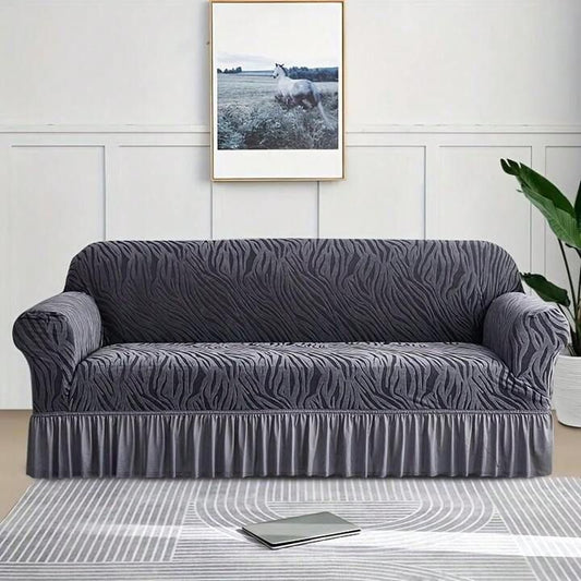 Velvet Stuff Zebra Style Premium Sofa Cover - Gray