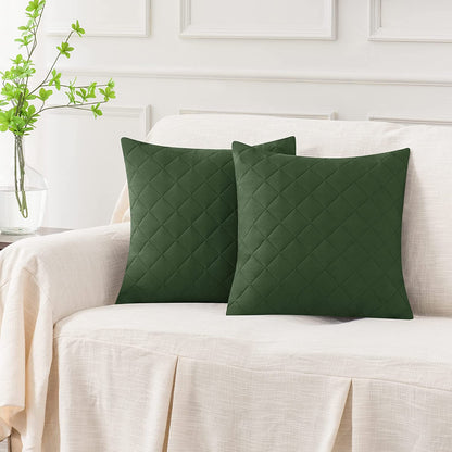 Quilted Cushion Cover Square 16✘16 Inches - Green