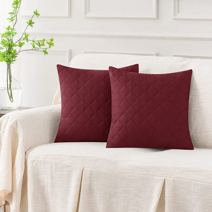 Quilted Cushion Cover Square 16✘16 Inches - Maroon
