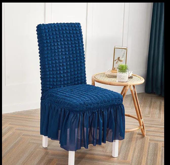 Premium Bubble Frilled Chair Cover Blue