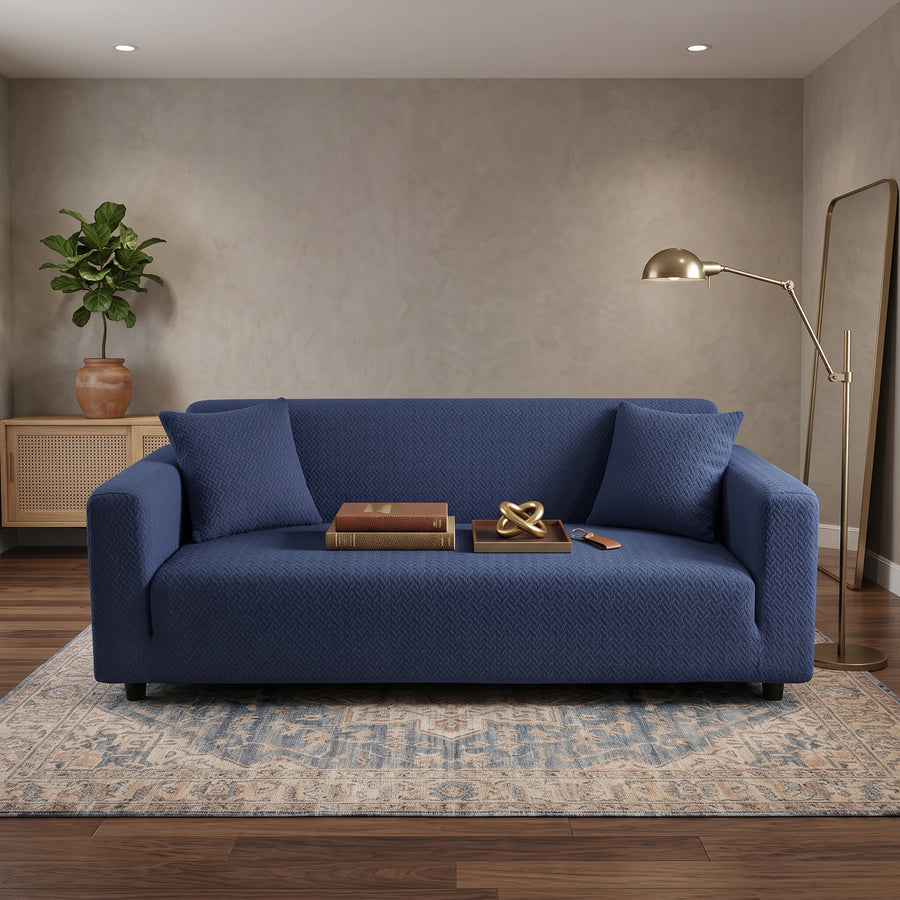 Stripe Jacquard Sofa Cover - Blue
