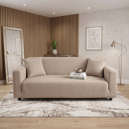 Stripe Jacquard Sofa Cover - beige