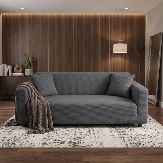 Stripe Jacquard Sofa Cover - Grey